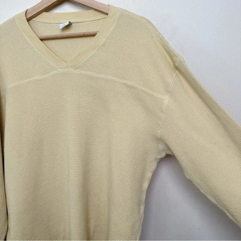 Aritzia Womens Tna Small Waffle  Yellow Long Sleeve Top - Picture 4 of 14
